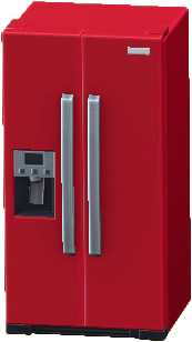 The Red version of Double-Door Refrigerator