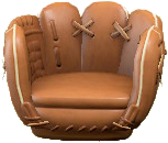 The Brown version of Throwback Mitt Chair