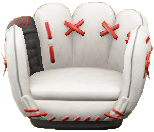 The White version of Throwback Mitt Chair