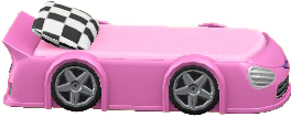 The Pink version of Throwback Race-Car Bed