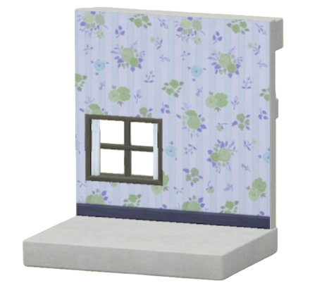 ACNH - Blue Flower-Print Wall Image